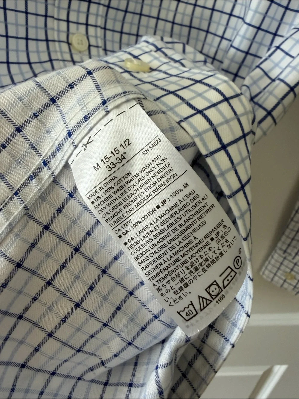 Banana Republic Men’s White and Blue Windowpane Dress Shirt